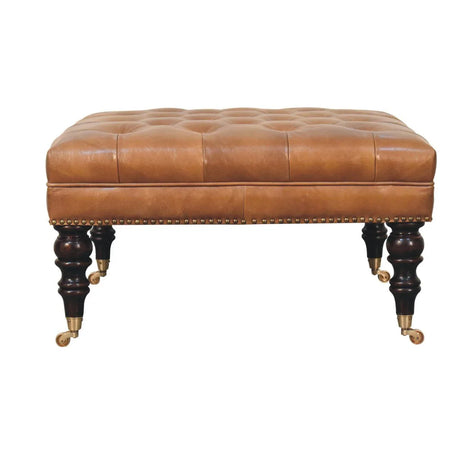 Buffalo - Leather Ottoman With Castor Legs - Furniture Home Direct