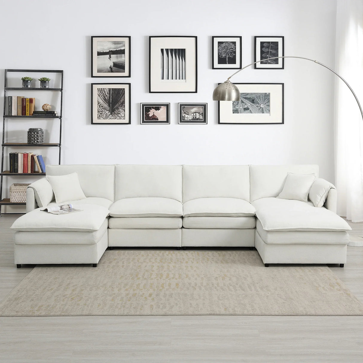Sectional Sofa Chenille L Shaped Living Room Comfort Cream - Furniture Home Direct