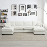 Sectional Sofa Chenille L Shaped Living Room Comfort Cream - Furniture Home Direct