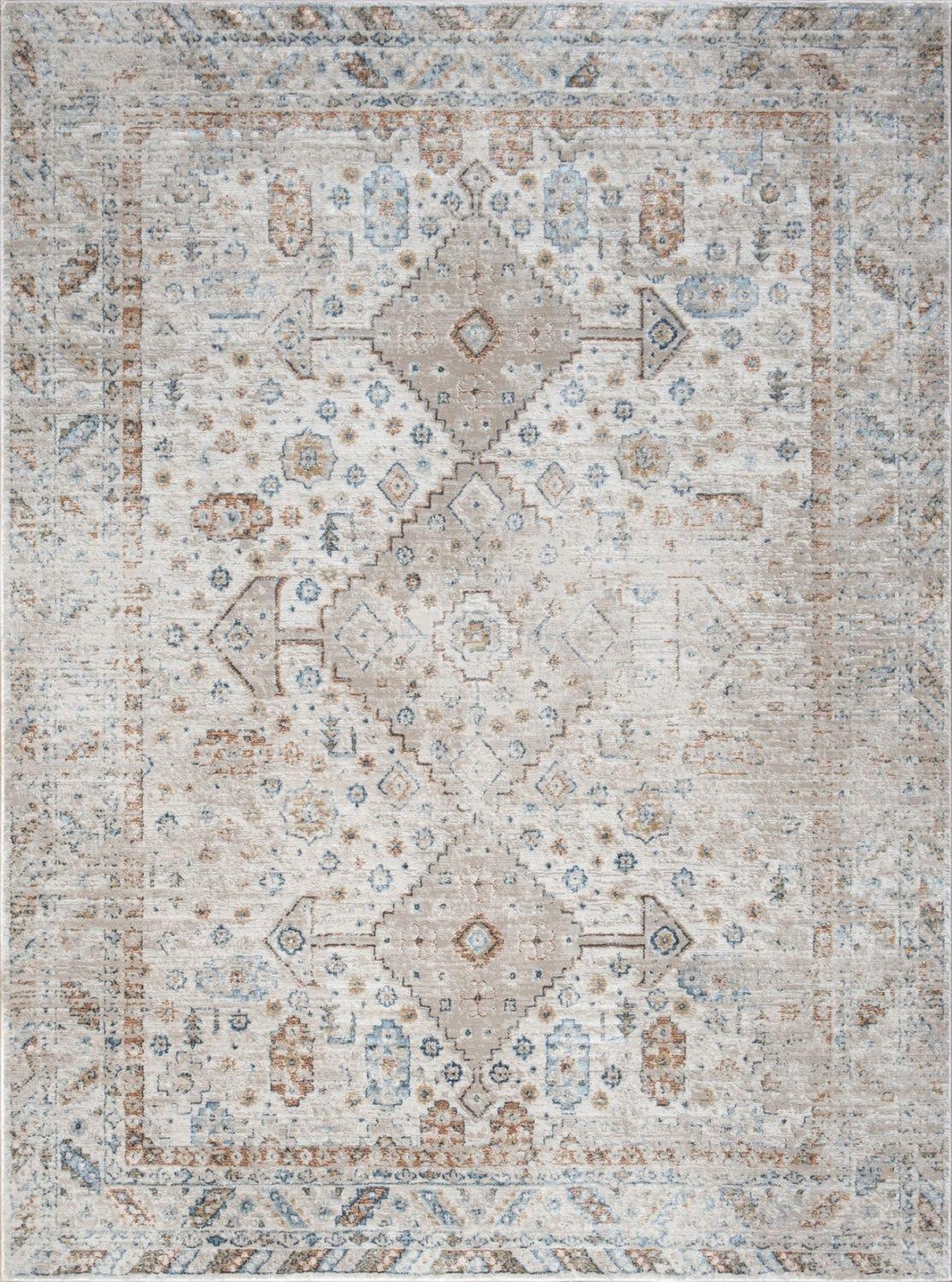 Noble - 5'3" X 7'3" Polyester Area Rug - Ivory - Furniture Home Direct
