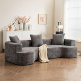 Modern Style Ultra Smooth Curved Sofa With 3 Pillows - Furniture Home Direct