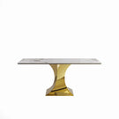 Modern Rectangular Dining Table For 6 - 8, Plated Hourglass Base - Furniture Home Direct