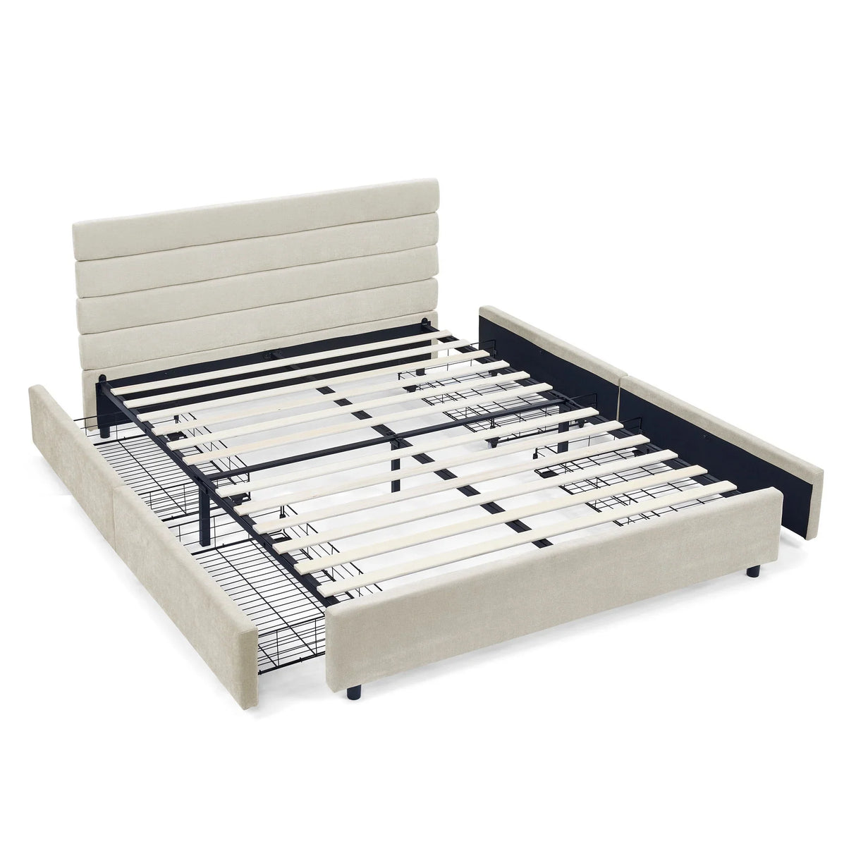 Modern Cushioned Bed Frame With Headboard And Drawers - Furniture Home Direct