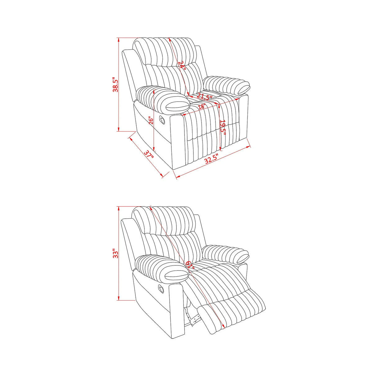 Bruni - Glider Recliner With Manual Recline - Furniture Home Direct