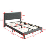 Modern Upholstered Platform Bed Frame With Button Tufted Linen Fabric Headboard - Furniture Home Direct