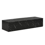 TV Stand With Faux Marble Walnut Finish Low Profile Black - Furniture Home Direct