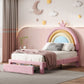 Upholstered Rainbow Design Bed, Velvet Princess Platform Bed With Storage Drawer - Furniture Home Direct
