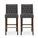 Solstara - Upholstered Dining Barstool With Button Tufted And Wing Back
