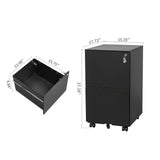 2 Drawer File Cabinet With Lock, Steel Mobile Filing Cabinet On Anti - Tilt Wheels, Rolling Locking Office Cabinets Under Desk For Legal / Letter Size - Furniture Home Direct
