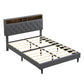 Modern Upholstered Platform Bed Frame With Button Tufted Headboard And USB Ports - Furniture Home Direct