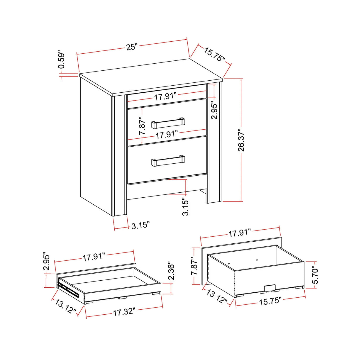 Lorenzo - Nightstand With Hidden Compartment And Handles - Silver - Furniture Home Direct