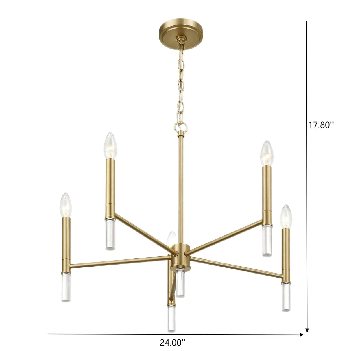 Courtyard - 5 Light Candle Light Chandelier - Clear / Gold - Furniture Home Direct