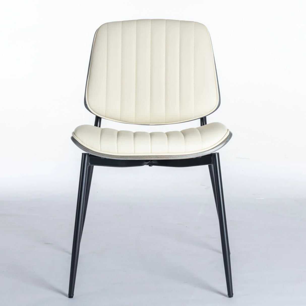 Dining Chairs (Set of 2) Mid-Century Modern Retro Faux Leather Chair With Walnut Bentwood Back Upholstered Seat Metal Legs Adjustable Foot For Kitchen Dining Room Chairs - Furniture Home Direct