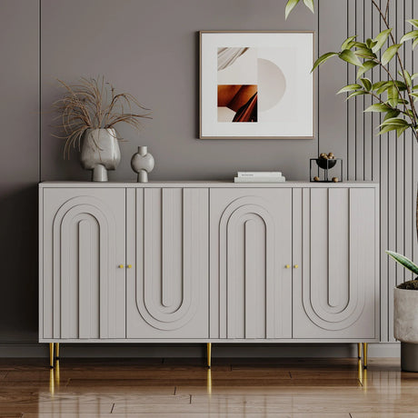 Modern Lacquered 4 Door Cabinet Sideboard Buffet Server Cabinet Storage Cabinet, For Living Room, Entryway, Hallway, Office, Kitchen And Dining Room - Furniture Home Direct
