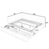 Mid-Century Storage Upholstered Tufted Bed Frame With Backrest And Armrests - Furniture Home Direct
