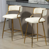 Counter Height Bar Stool Backrest Corduroy Upholstery Beige - Furniture Home Direct