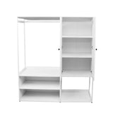 Wardrobe Closet System With Shelves And Hanging Rod White - Furniture Home Direct