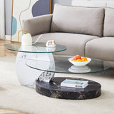 Contemporary Artistic Double Layer Coffee Table,Tempered Glass Top - Furniture Home Direct