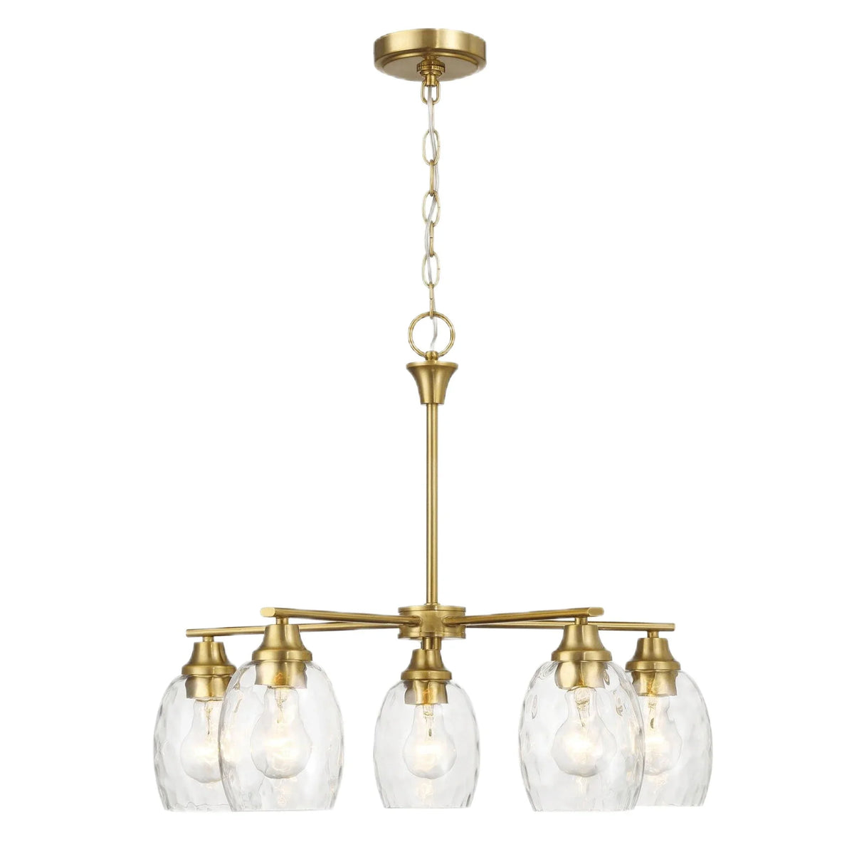 Elegance 5 Lights Linear Arms With Chain Chandelier - Clear / Gold - Furniture Home Direct