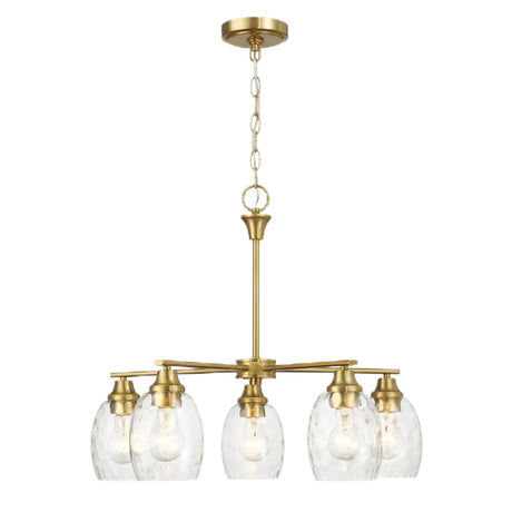 Elegance 5 Lights Linear Arms With Chain Chandelier - Clear / Gold - Furniture Home Direct