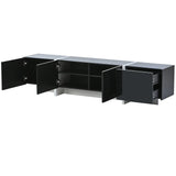 TV Stand High Gloss Console 74 Inch Length Modern Black - Furniture Home Direct