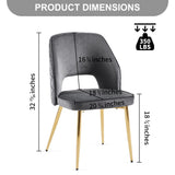 Velvet Dining Chairs With Metal Legs And Hollow Back Upholstered Dining Chairs - Furniture Home Direct