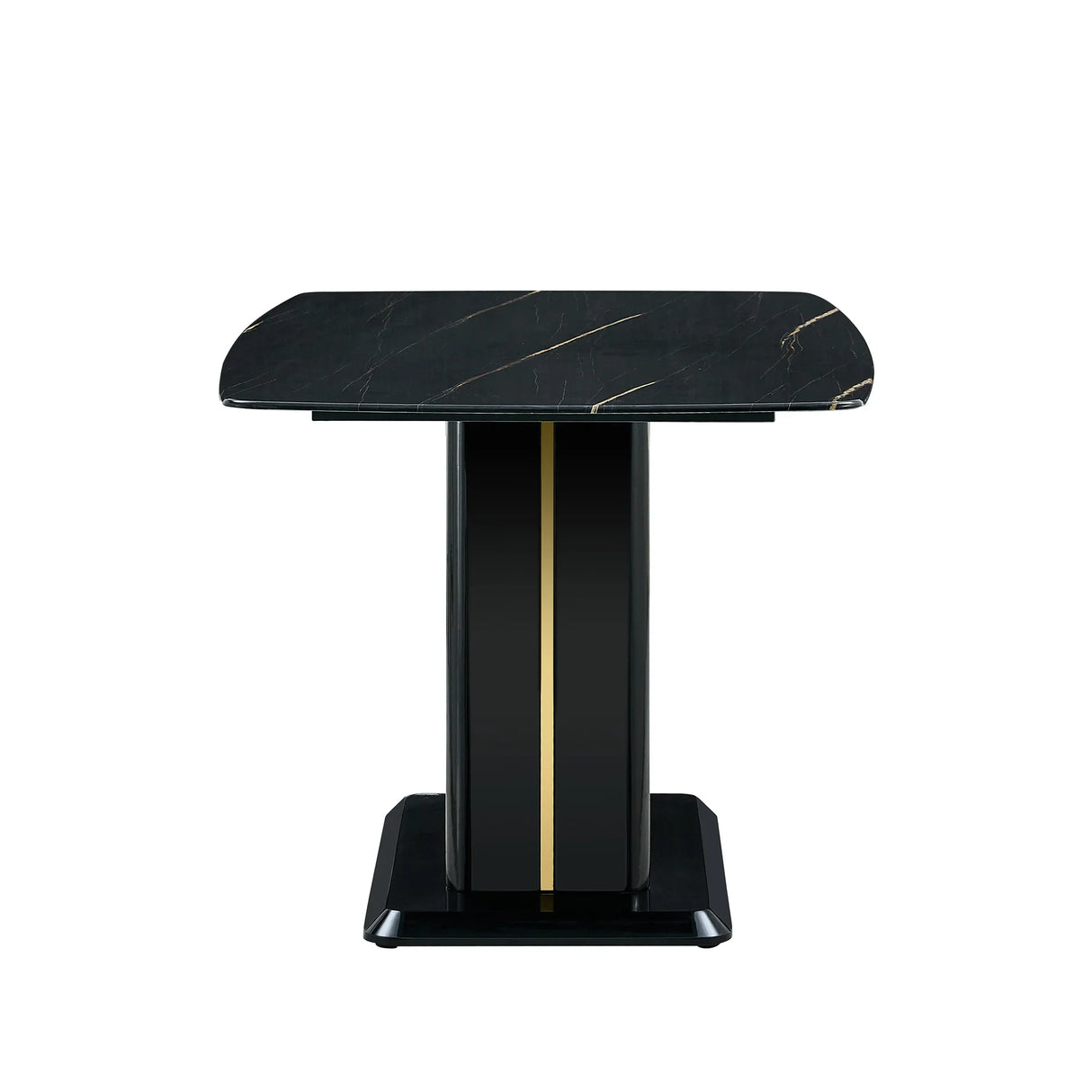 Dining Table With Imitation Marble Top, Modern Black - Furniture Home Direct