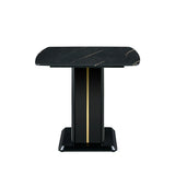 Dining Table With Imitation Marble Top, Modern Black - Furniture Home Direct