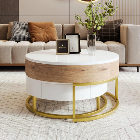 Nesting Coffee Tables Lift Top With 2 Drawers White Natural - Furniture Home Direct