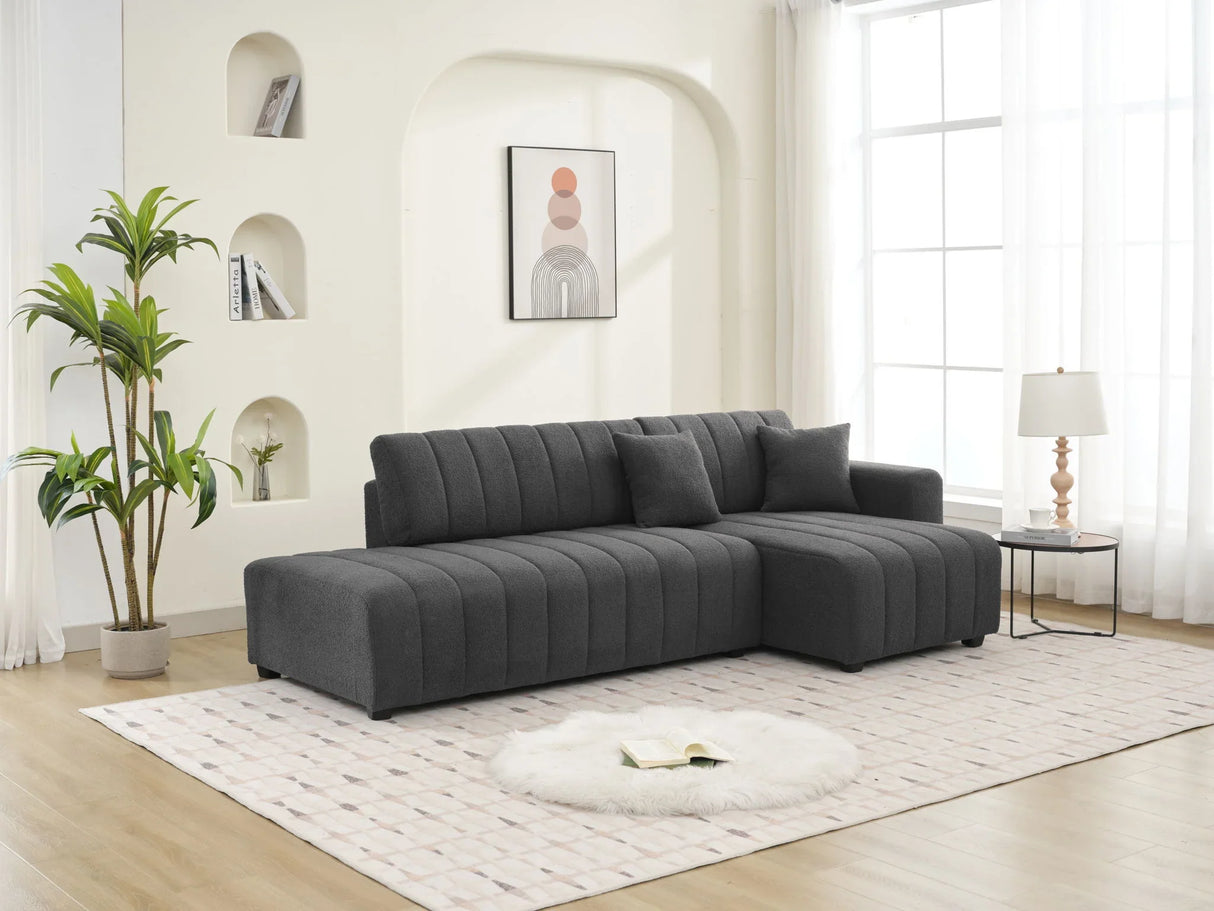 Jessica - Lamb Wool Sectional Sofa With Chaise - Furniture Home Direct