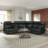 Home Theater Seating Manual Recliner With Cup Holder, Hide - Away Storage PU Reclining Sofa For Living Room, Home Theater - Furniture Home Direct