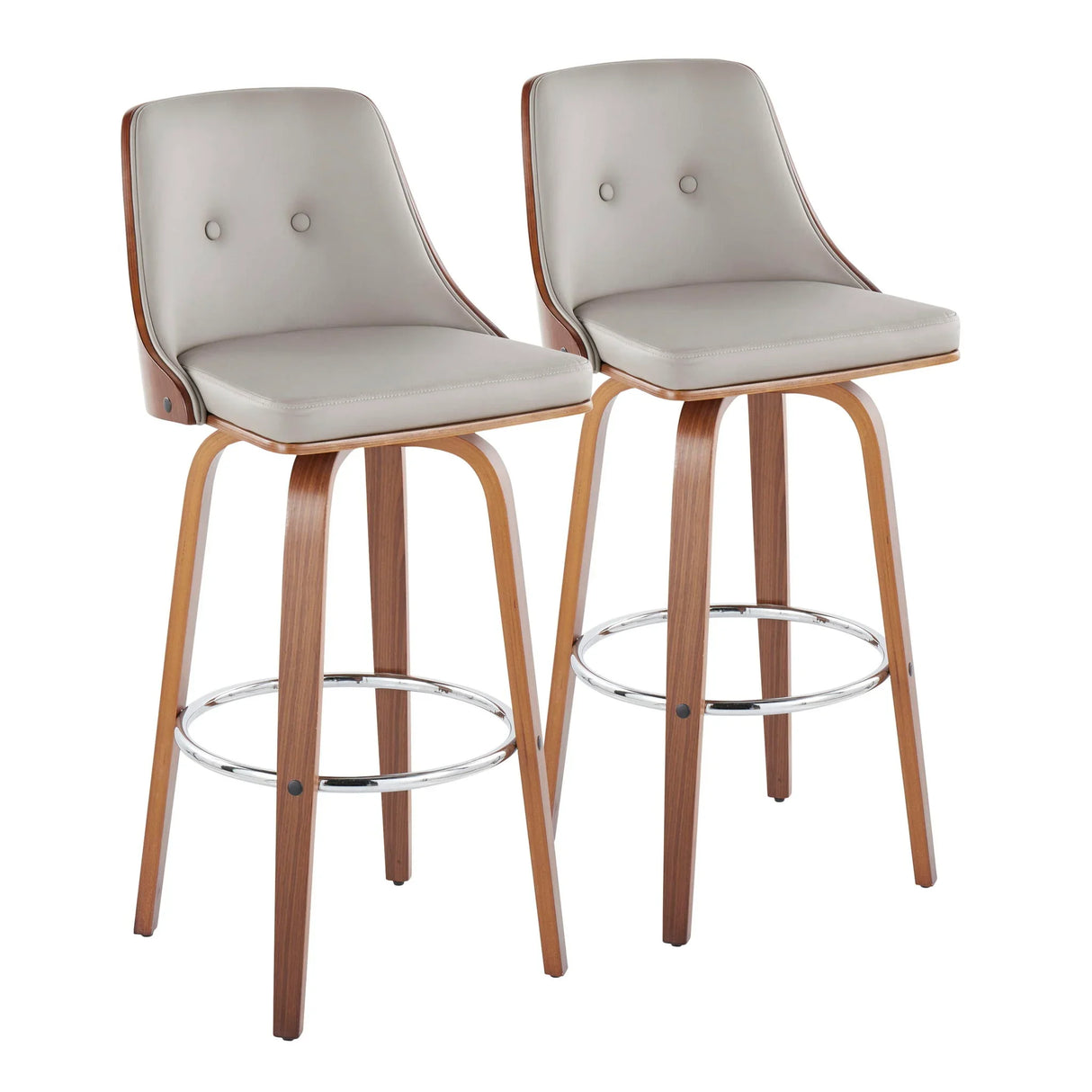 Gianna - Mid Century Modern Fixed Height Barstool With Swivel With Round Footrest (Set of 2) - Furniture Home Direct