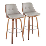 Gianna - Mid Century Modern Fixed Height Barstool With Swivel With Round Footrest (Set of 2) - Furniture Home Direct
