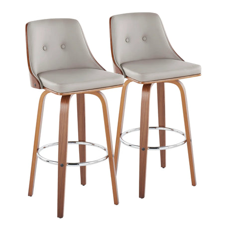 Gianna - Mid Century Modern Fixed Height Barstool With Swivel With Round Footrest (Set of 2) - Furniture Home Direct