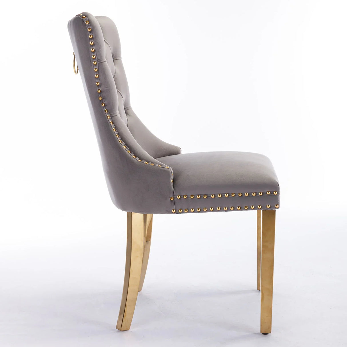 Nikki - Modern, High-End Tufted Solid Wood Contemporary Velvet Upholstered Dining Chair With Golden Stainless Steel Plating Legs, Nailhead Trim (Set of 2) - Furniture Home Direct