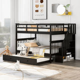 Stairway Bunk Bed With Storage And Guard Rail For Bedroom - Furniture Home Direct