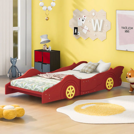 Race Car Shaped Platform Bed & Wheels - Furniture Home Direct