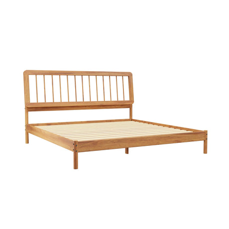 King Spindle Bed Mid Century Modern - Caramel - Furniture Home Direct