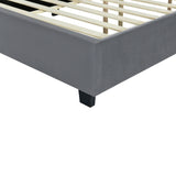 Queen Bed Upholstered Platform With Tall Headboard Gray - Furniture Home Direct
