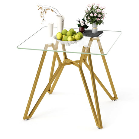 Modern Glass Dining Table With Metal Legs - Furniture Home Direct