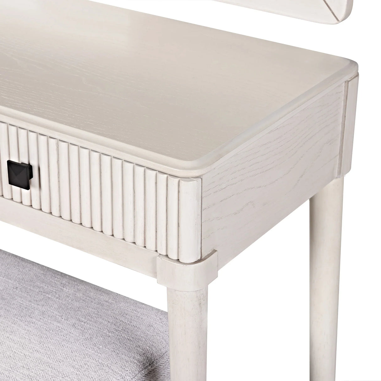 Vanity Desk With Large Mirror And Upholstered Stool White - Furniture Home Direct