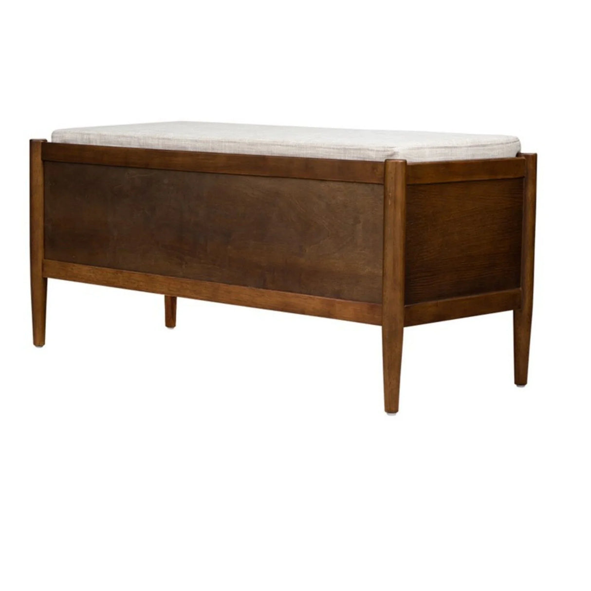 Accent Bench With Storage, Upholstered Cushion - Walnut Brown - Furniture Home Direct