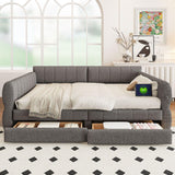 Upholstered Platform Bed With USB And 2 Drawers - Furniture Home Direct