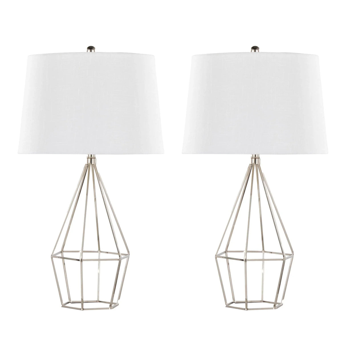 Diana - Contemporary Table Lamp (Set of 2) - Polished Nickel / Black Satin - Furniture Home Direct