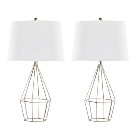 Diana - Contemporary Table Lamp (Set of 2) - Polished Nickel / Black Satin - Furniture Home Direct