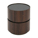Elegant Italian High Grade Double Layer Storage Round Side Table - Brown / Black