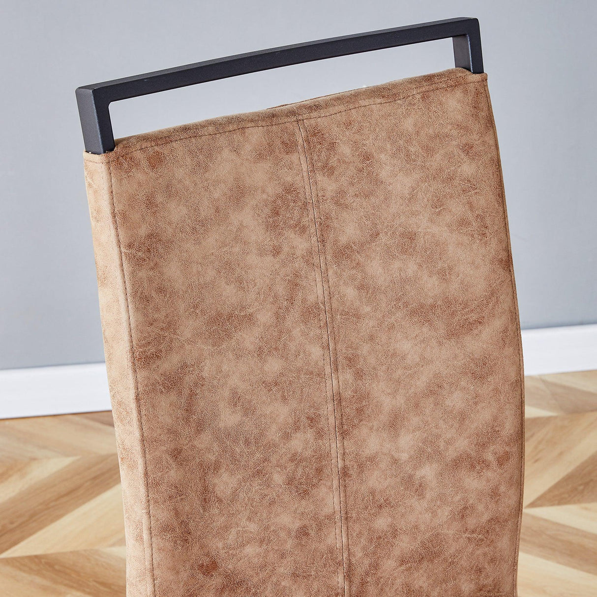 Dining Chairs Upholstered Modern Cantilever Steel Brown - Furniture Home Direct