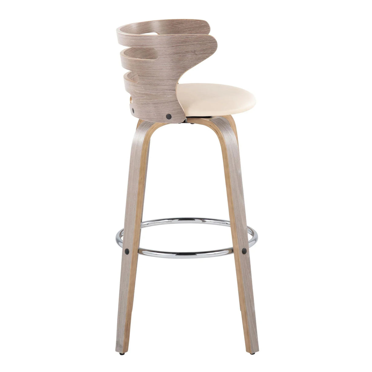 Cosini - Mid Century Modern Fixed Height, Barstool With Swivel With Round Footrest (Set of 2) - Furniture Home Direct