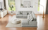 Sectional Sofa Oversized U Shaped Corduroy Fabric Gray - Furniture Home Direct