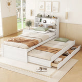 LED Platform Bed With Trundle With Storage Headboard With Drawers - Furniture Home Direct